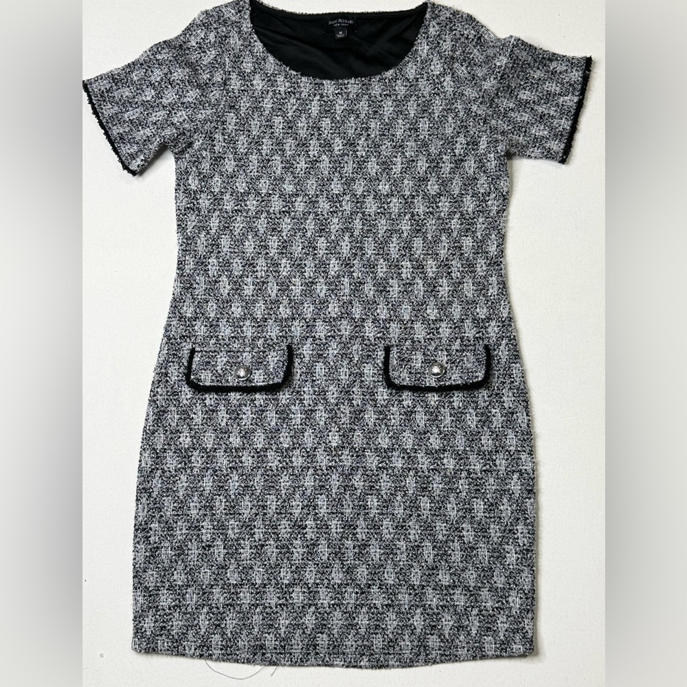 Issac Mizrahi New York Black and White Short Sleeve Tweed Dress Size Medium